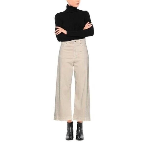 Munthe Wide Leg Raw Hem Crop Jeans - Picture 1 of 10
